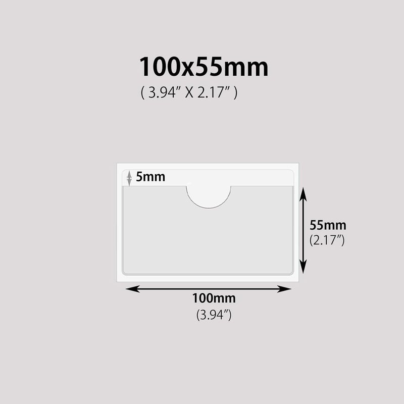 Baitoo Adhesive Clear Pockets,Self Adhesive Clear Label Pockets Adhesive Card Folder Plastic Pockets Holders Sleeves for Index Cards Planners Cabinet Shelves Photo Cd,10Pieces(100x55mm) - Image 2